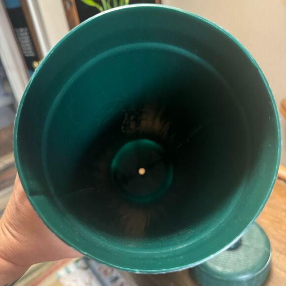 Vtg Breamco Blow Mold Rose w Faux Wicker Toilet Paper Holder Hunter Green - Picture 2 of 10